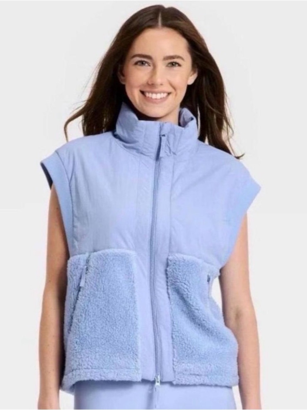 🆕 JoyLab Periwinkle Sleeveless Fleece-Trim Puffer Vest | Size XXS